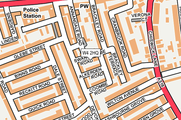 W4 2HQ map - OS OpenMap – Local (Ordnance Survey)
