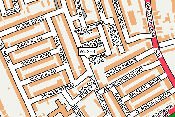 W4 2HS map - OS OpenMap – Local (Ordnance Survey)