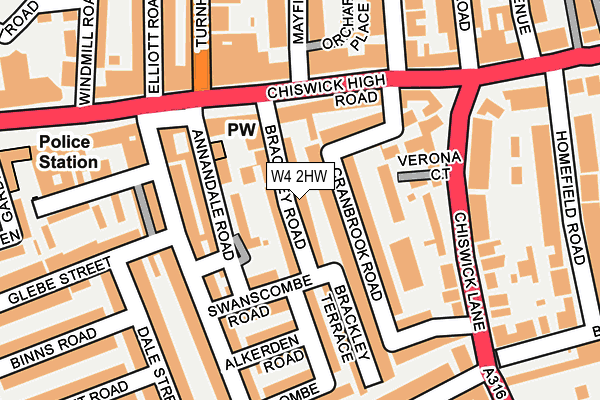 W4 2HW map - OS OpenMap – Local (Ordnance Survey)