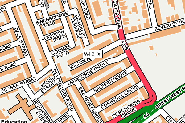 W4 2HX map - OS OpenMap – Local (Ordnance Survey)