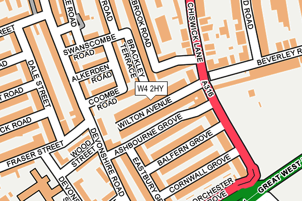 W4 2HY map - OS OpenMap – Local (Ordnance Survey)