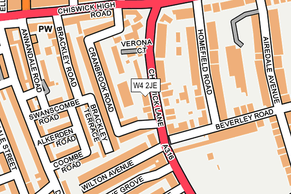 W4 2JE map - OS OpenMap – Local (Ordnance Survey)