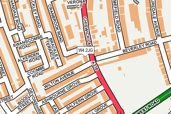 W4 2JG map - OS OpenMap – Local (Ordnance Survey)