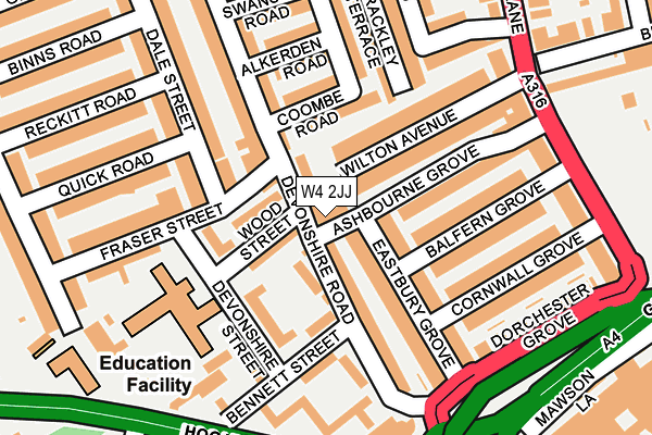 W4 2JJ map - OS OpenMap – Local (Ordnance Survey)