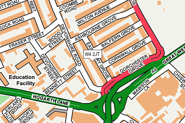 W4 2JT map - OS OpenMap – Local (Ordnance Survey)