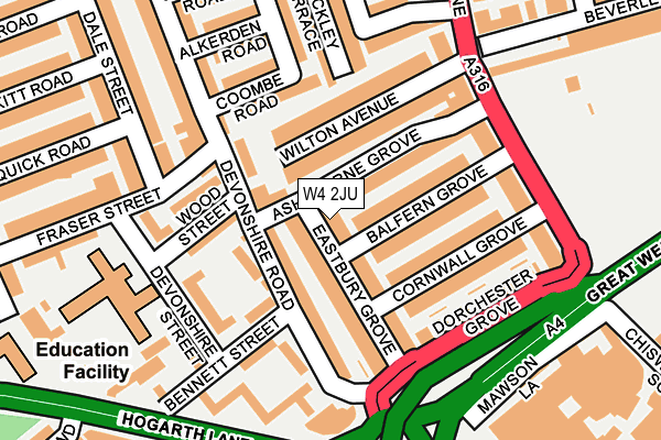 W4 2JU map - OS OpenMap – Local (Ordnance Survey)