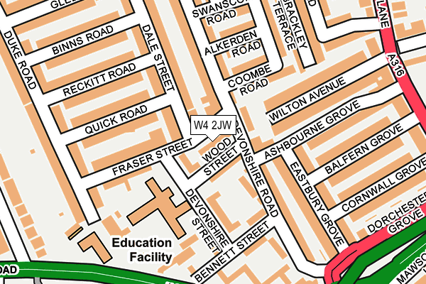 W4 2JW map - OS OpenMap – Local (Ordnance Survey)