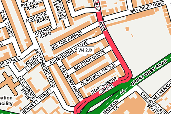 W4 2JX map - OS OpenMap – Local (Ordnance Survey)