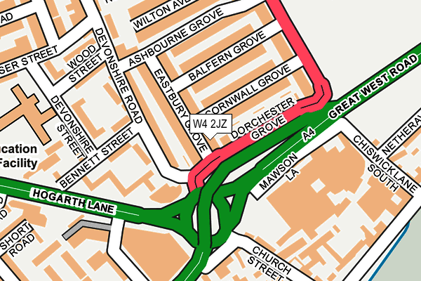 W4 2JZ map - OS OpenMap – Local (Ordnance Survey)