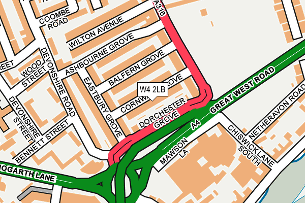 W4 2LB map - OS OpenMap – Local (Ordnance Survey)