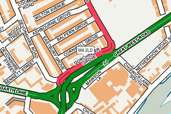 W4 2LD map - OS OpenMap – Local (Ordnance Survey)