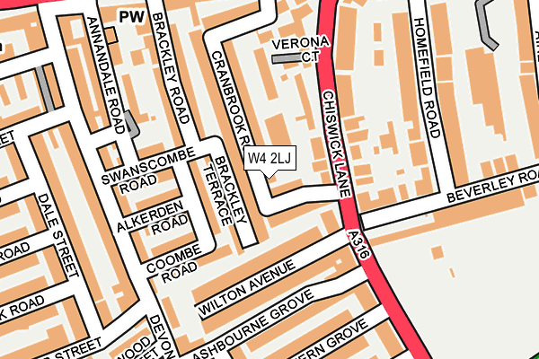 W4 2LJ map - OS OpenMap – Local (Ordnance Survey)