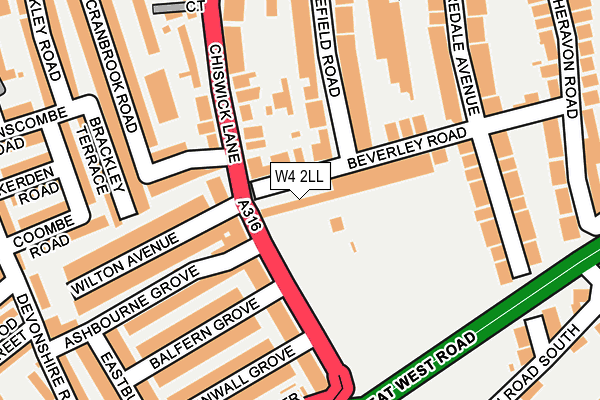 W4 2LL map - OS OpenMap – Local (Ordnance Survey)