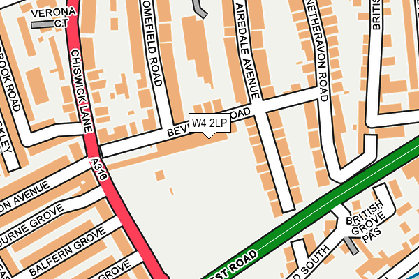 W4 2LP map - OS OpenMap – Local (Ordnance Survey)