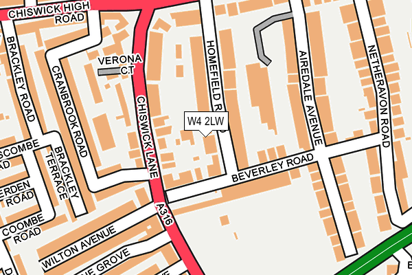 W4 2LW map - OS OpenMap – Local (Ordnance Survey)