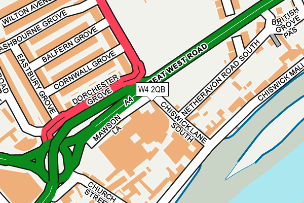 W4 2QB map - OS OpenMap – Local (Ordnance Survey)