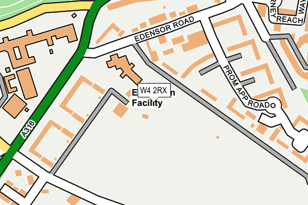 W4 2RX map - OS OpenMap – Local (Ordnance Survey)