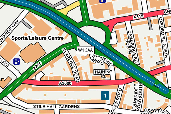 W4 3AA map - OS OpenMap – Local (Ordnance Survey)