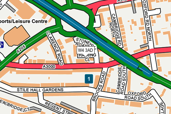 W4 3AD map - OS OpenMap – Local (Ordnance Survey)