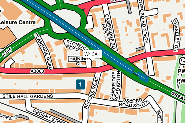 W4 3AH map - OS OpenMap – Local (Ordnance Survey)