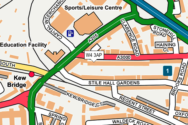 W4 3AP map - OS OpenMap – Local (Ordnance Survey)