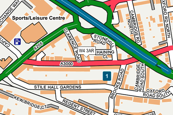 W4 3AR map - OS OpenMap – Local (Ordnance Survey)