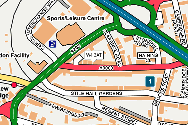 W4 3AT map - OS OpenMap – Local (Ordnance Survey)