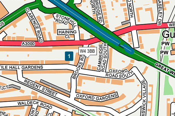 W4 3BB map - OS OpenMap – Local (Ordnance Survey)