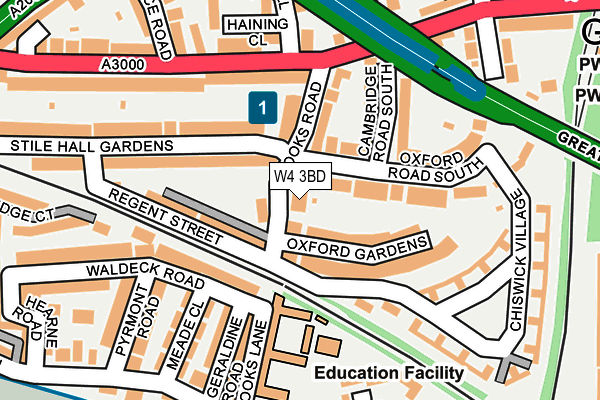 W4 3BD map - OS OpenMap – Local (Ordnance Survey)