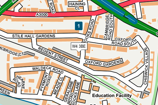 W4 3BE map - OS OpenMap – Local (Ordnance Survey)