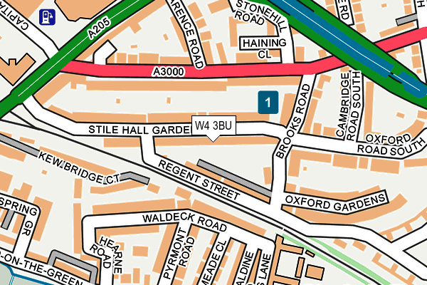 W4 3BU map - OS OpenMap – Local (Ordnance Survey)