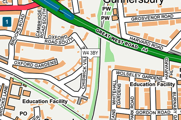 W4 3BY map - OS OpenMap – Local (Ordnance Survey)