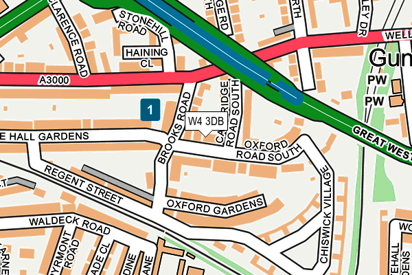 W4 3DB map - OS OpenMap – Local (Ordnance Survey)