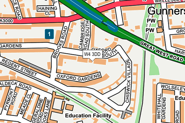 W4 3DD map - OS OpenMap – Local (Ordnance Survey)