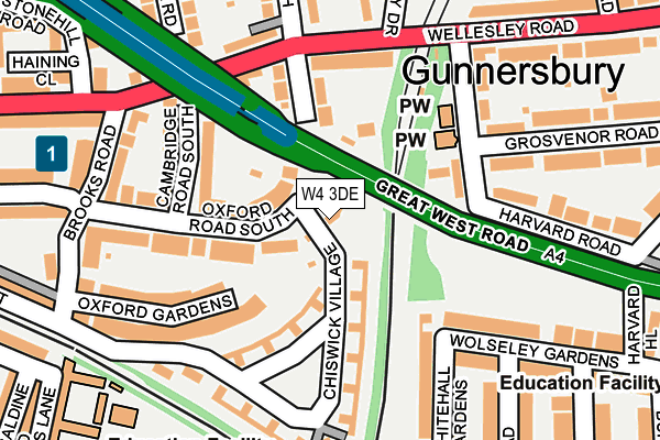 W4 3DE map - OS OpenMap – Local (Ordnance Survey)