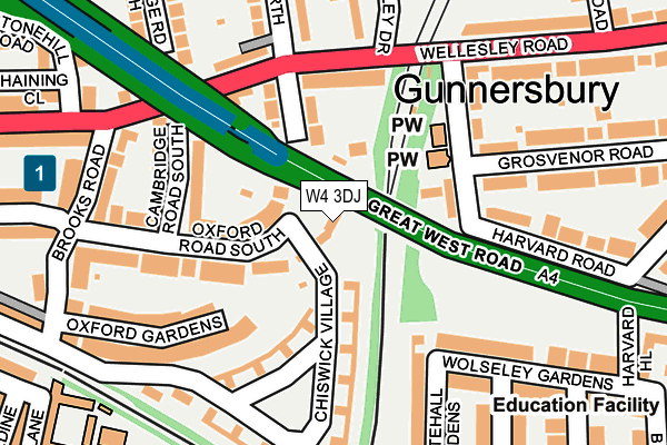 W4 3DJ map - OS OpenMap – Local (Ordnance Survey)