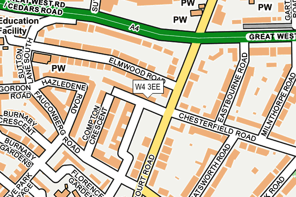 W4 3EE map - OS OpenMap – Local (Ordnance Survey)