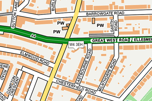 W4 3EH map - OS OpenMap – Local (Ordnance Survey)