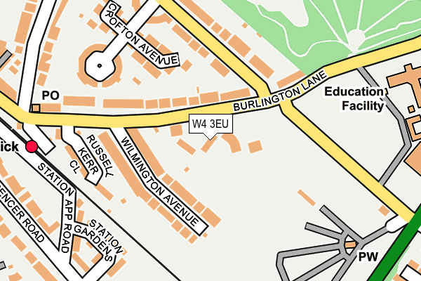 W4 3EU map - OS OpenMap – Local (Ordnance Survey)