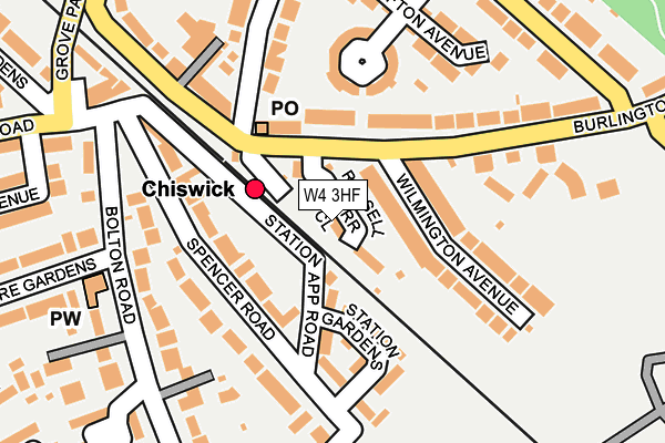 W4 3HF map - OS OpenMap – Local (Ordnance Survey)