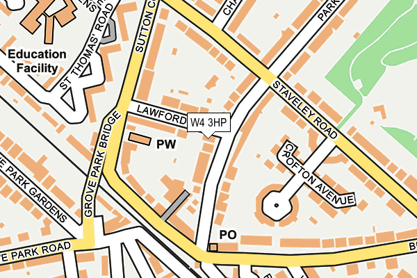 W4 3HP map - OS OpenMap – Local (Ordnance Survey)