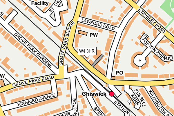 W4 3HR map - OS OpenMap – Local (Ordnance Survey)