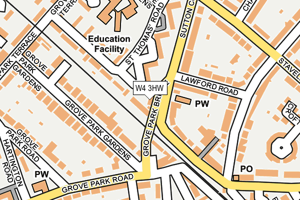 W4 3HW map - OS OpenMap – Local (Ordnance Survey)
