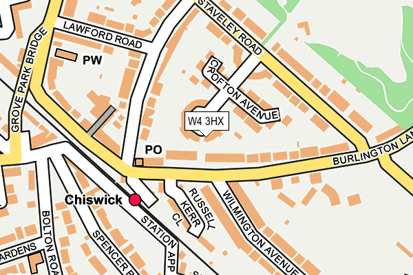 W4 3HX map - OS OpenMap – Local (Ordnance Survey)