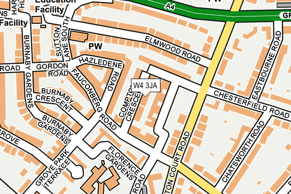 W4 3JA map - OS OpenMap – Local (Ordnance Survey)