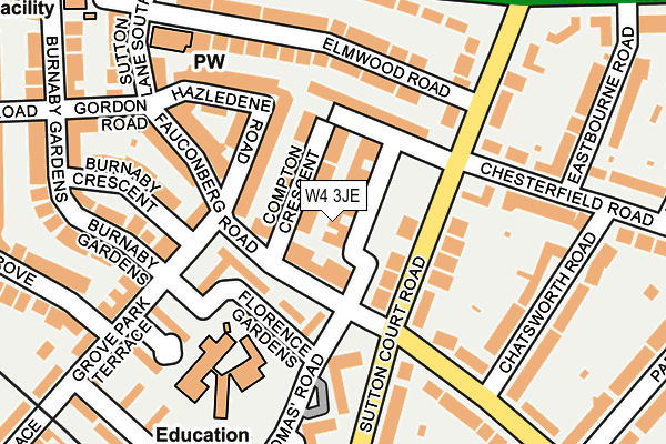 W4 3JE map - OS OpenMap – Local (Ordnance Survey)