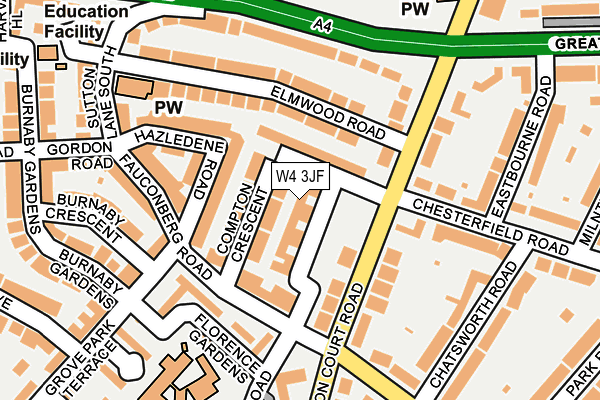 W4 3JF map - OS OpenMap – Local (Ordnance Survey)