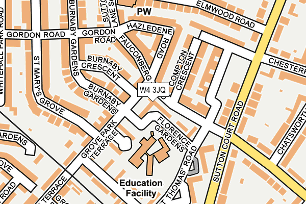 W4 3JQ map - OS OpenMap – Local (Ordnance Survey)