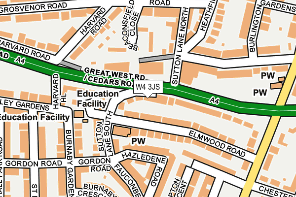 W4 3JS map - OS OpenMap – Local (Ordnance Survey)