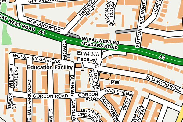 W4 3JW map - OS OpenMap – Local (Ordnance Survey)
